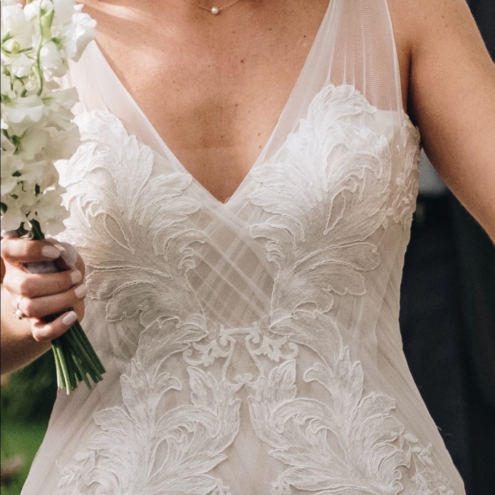 Ines Di Santo Lace, Ivory Wedding Dress - Picture 2 of 13